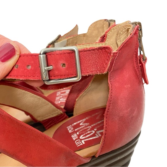 Miz Mooz Amia Wedge Mary Jane Shoes Womens Size 9 39 Red Closed Toe Sandal - Picture 4 of 14
